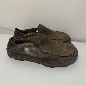 Olukai Loafers Mens Molea Brown Leather Slip On Mocs Hawaiian 9